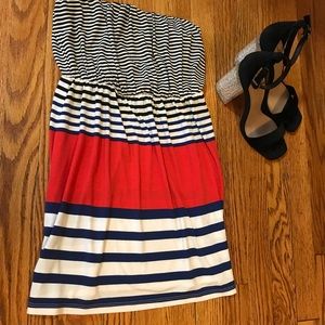 Navy stripes mini dress